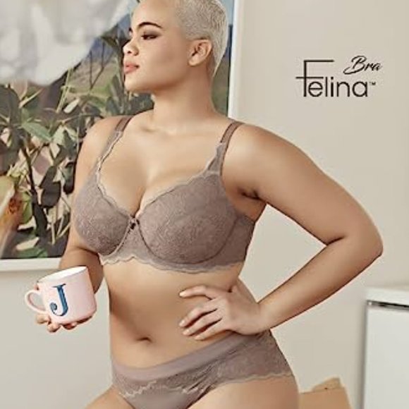 NWT Paramour By Felina Peridot Unlined Lace Bra Mink Color - Picture 2 of 5